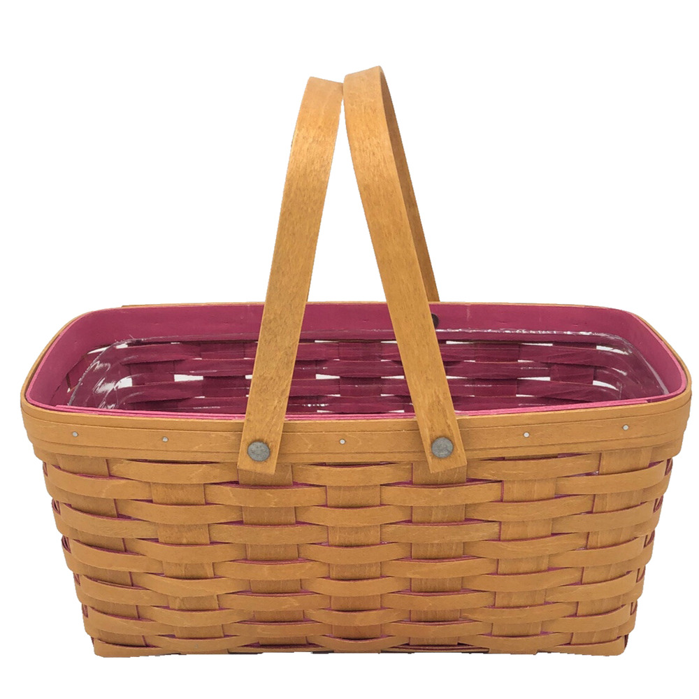 Longaberger 2013 Horizon of Hope PINK INSIDE Tote Basket, Ribbons and Protector
